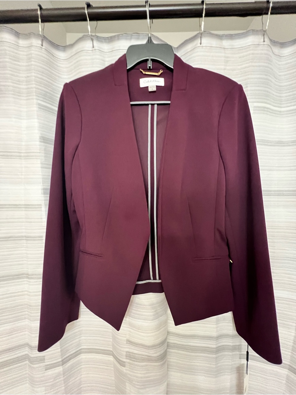 Calvin Klein Burgundy Open Front Tailored Blazer Size 14 NWT